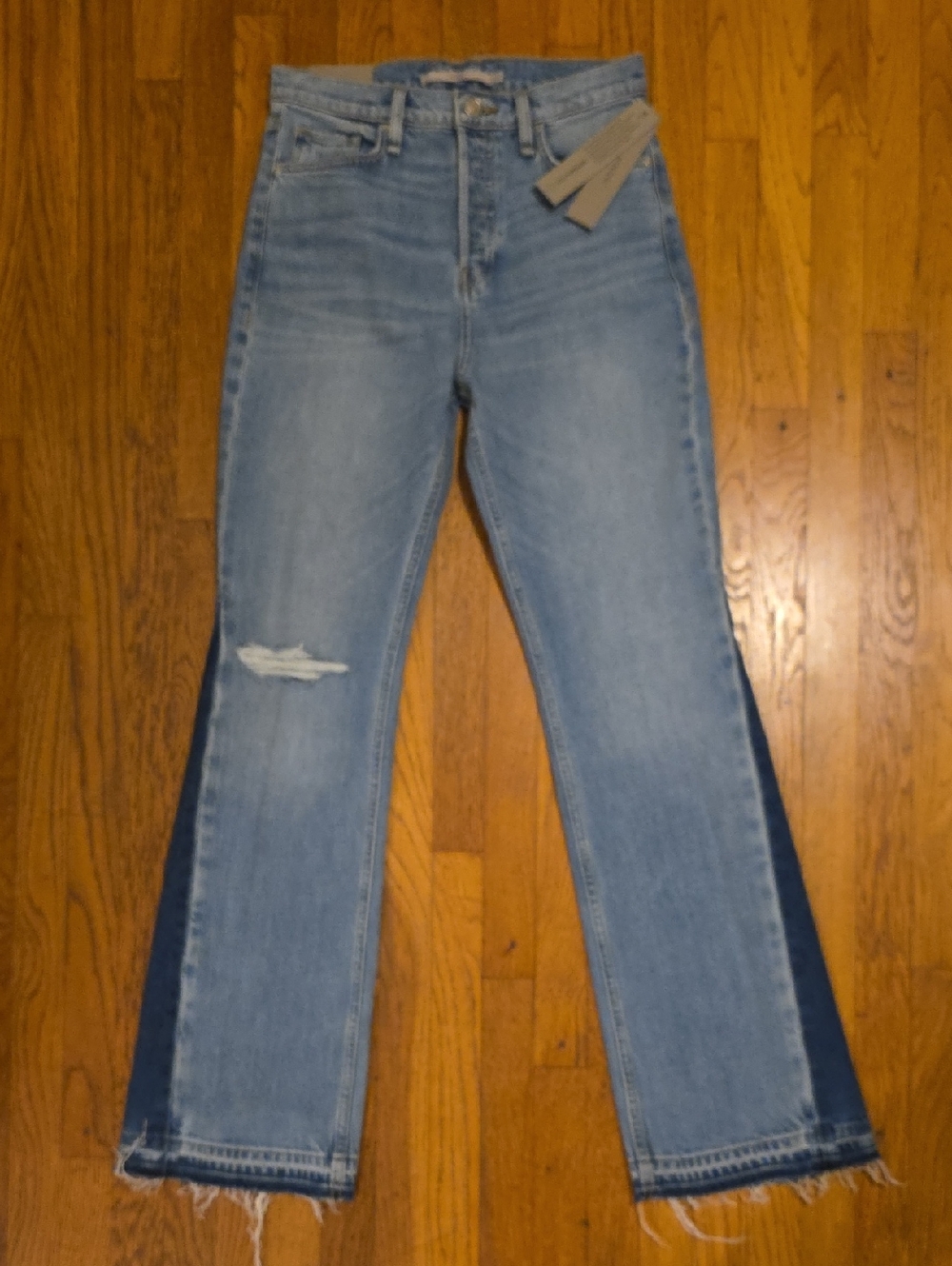 HUDSON JEANS Light Blue Two-Tone Distressed Women's Jeans